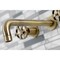 Kingston Brass KS8023RX Two-Handle Wall Mount Tub Faucet, Antique Brass KS8023RX - alternate 3